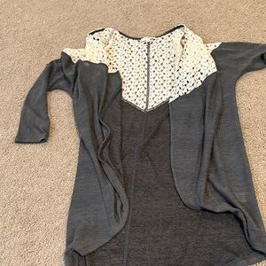 Umgee Black and Cream Crochet Cardigan